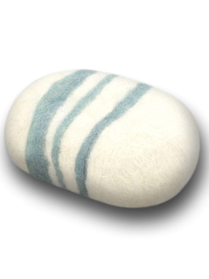 Felted Soap - Striped Lavender Sage: White