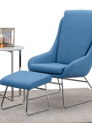 26" Stacey Accent Chair With Footstool Blue - Wyndenhall