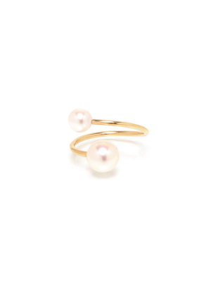 14k Double Pearl Bypass Ring