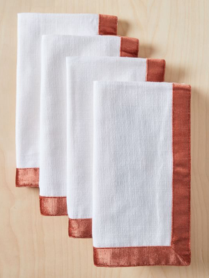 Luster Velvet Border Napkin Set (set Of 4)