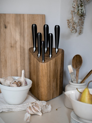 Signature Prism Oak Knife Block Set With Classic Chopping Board 38cm And Sharpener