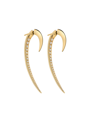 18ct Yellow Gold And Diamond Large Hook Earrings