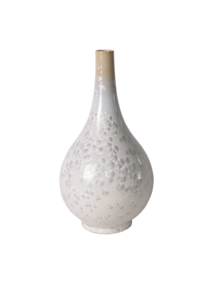 Long Neck Vase White Crystal Shell