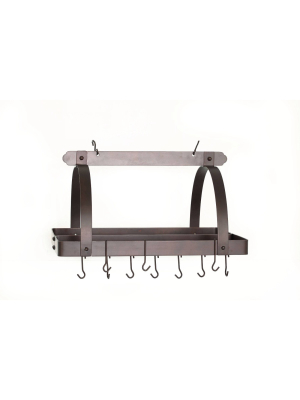 Old Dutch International Oiled Bronze Rectangular Hanging Pot Rack With Grid And 24 Hooks