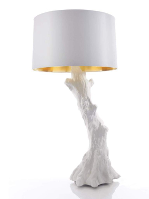 Global Views Faux Bois Lamp White With White