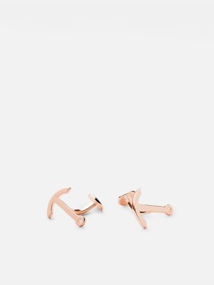 Modern Anchor Cufflink, Rose Plated