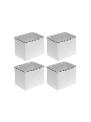 Mdesign Plastic Stackable Household Storage Bin With Lid - 4 Pack