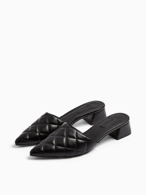 Lola Black Quilted Mules