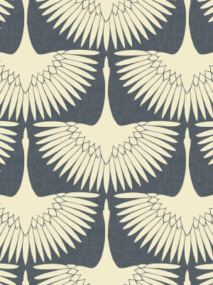 Feather Flock Self-adhesive Wallpaper In Denim Blue By Tempaper