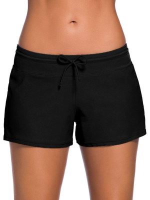 Solid Split Side Tied Front Boyshort Bikini Bottom