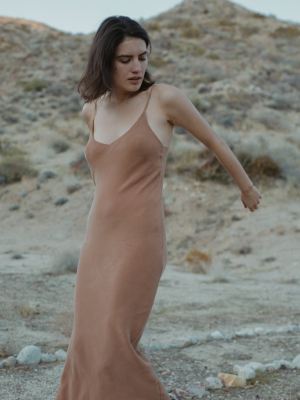 OZMA Anaise Slip Dress, Cupro, Rosehip - Autumn