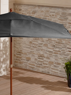 Rectangular Sunbrella ® Charcoal Patio Umbrella With Eucalyptus Frame