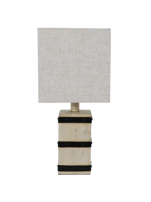 15" Campbell Square Barrel Accent Table Lamp (includes Led Light Bulb) White - Decor Therapy