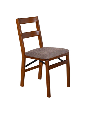 Set Of 2 Classic Slat Back Folding Chair Fruitwood - Stakmore