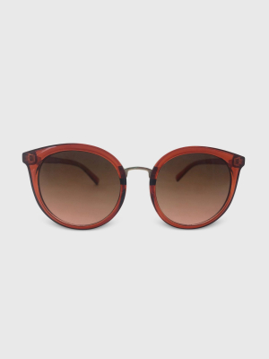 Women's Round Plastic Metal Combo Sunglasses - A New Day™ Brown