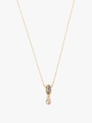 14k Serrated Bezel Diamond Necklace