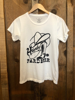 Howdy Pardner Womens Tee White/blk