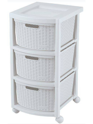 3 Drawer Rolling Cart White - Inval