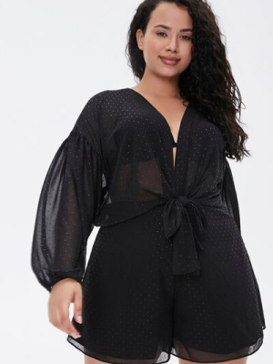 Plus Size Metallic Pin Dot Romper