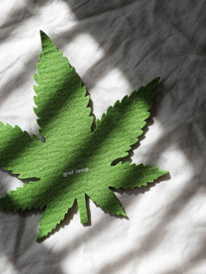 Large Marijuana Leaf Merino Wool Felt Trivet