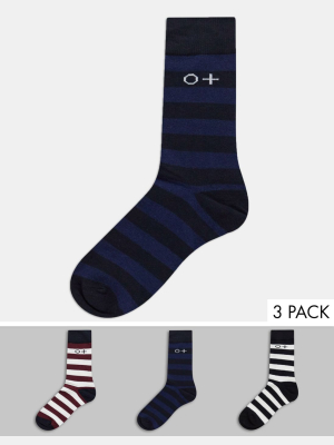 Only & Sons 3 Pack Stripe Socks In Multi Stripe