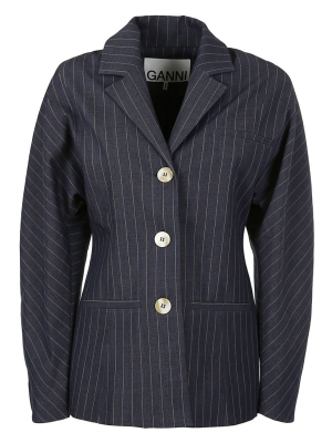 Ganni Stretch Striped Shirt Jacket