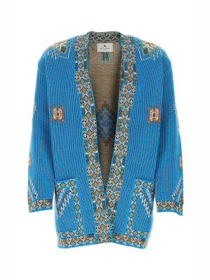 Etro Embroidered Ribbed Cardigan