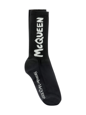 Alexander Mcqueen Graffiti Logo Socks