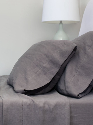 Grey Belgian Flax Linen Sheet Set (fitted, Flat, & Pillow Cases)