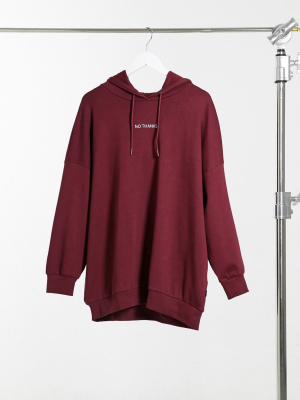 Noisy May Oversized Hoodie With Slogan In Red