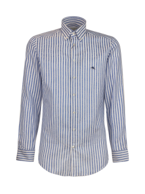 Etro Striped Logo Embroidered Shirt