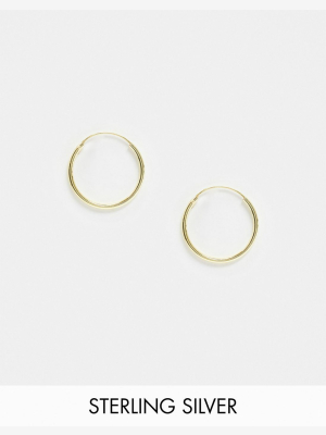 Asos Design Sterling Silver With Gold Plate 20mm Hoop Earrings