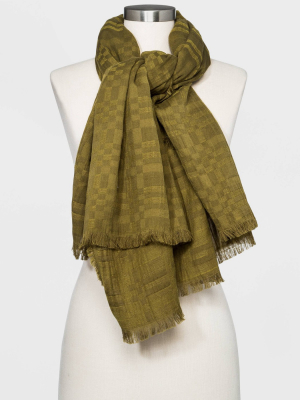 Women's Plaid Oversized Square Scarf - Universal Thread™ Olive Green