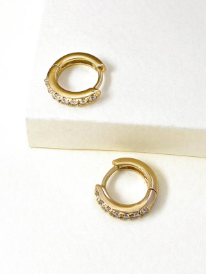 Classic Pave Gold 7mm Huggie Earrings
