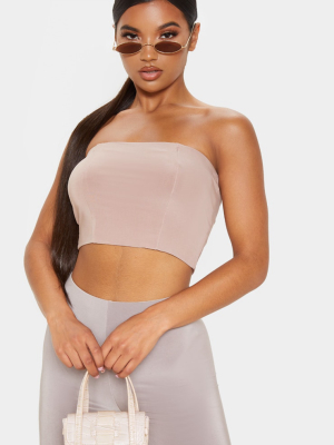 Helsa Taupe Slinky Bandeau Crop Top