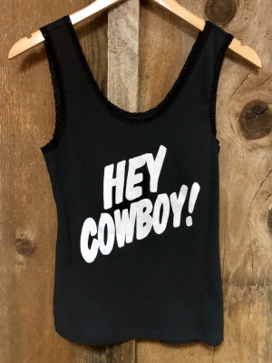 Hey Cowboy Lace Tank Blk/wht