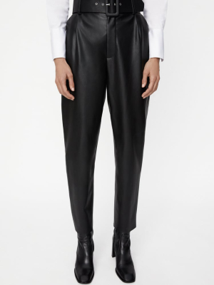 Belted Faux Leather Pants