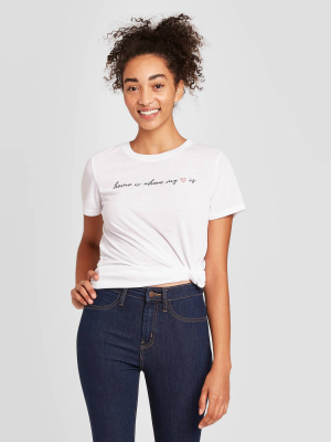 Women's Home Is Where The Heart Is Short Sleeve Graphic T-shirt - White