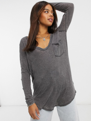 Free People Betty Long Sleeve Top In Gray