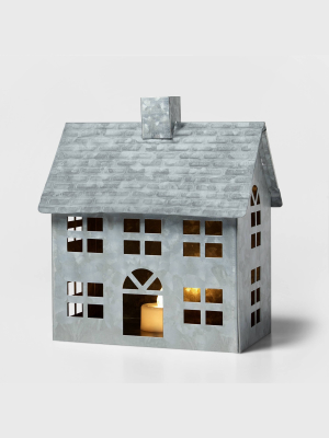 Galvanized House Decorative Figurine Silver - Wondershop™