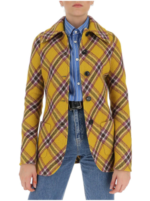 Miu Miu Checked Single Breasted Jacket