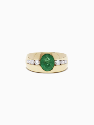 Effy Men's 14k Yellow Gold Emerald And Diamond Ring, 3.16 Tcw