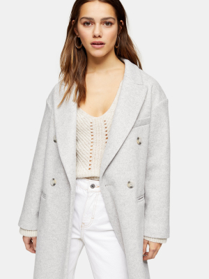 Petite Gray Marl Double Breasted Coat