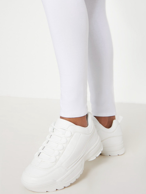 White Chunky Cleated Sole Sneakers