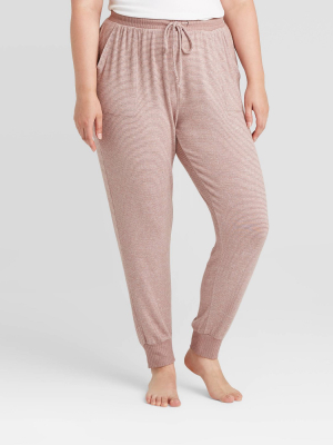 Women's Plus Size Striped Perfectly Cozy Lounge Jogger Pants - Stars Above™ Clay
