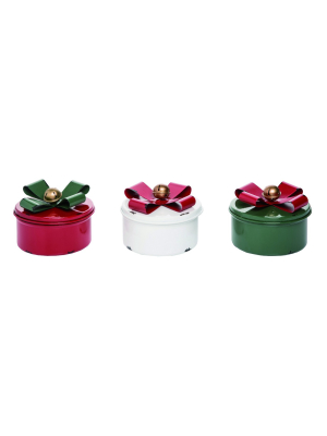 Transpac Metal 5 In. Multicolor Christmas Bell Container Set Of 3