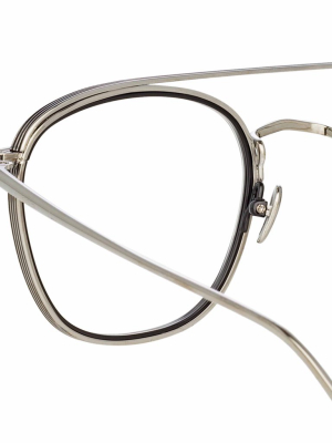 Clark Aviator Optical Frame In White Gold And Black