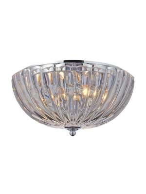 Crystal Flushmounts 2-light 6 X 12 X 12 Flush Mount In Polished Chrome With Clear Crystal