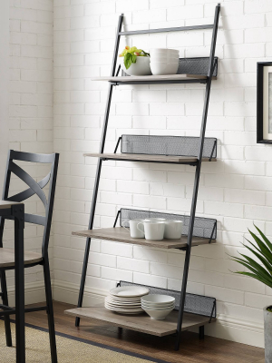 Industrial Metal & Wood Leaning Wall Shelf - Saracina Home