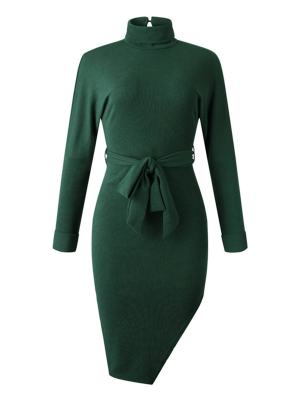 'lexi' Turtleneck Waist Tied Midi Dress (4 Colors)
